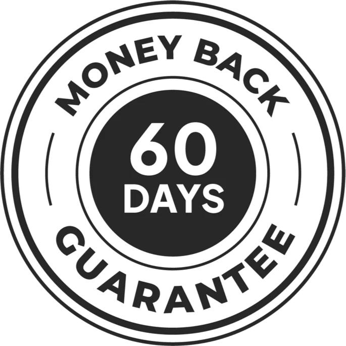 Money-back guarantee badge showing 60 days